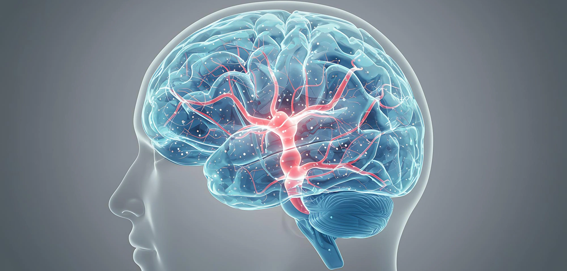 Illustration showing a human brain and nervous system.