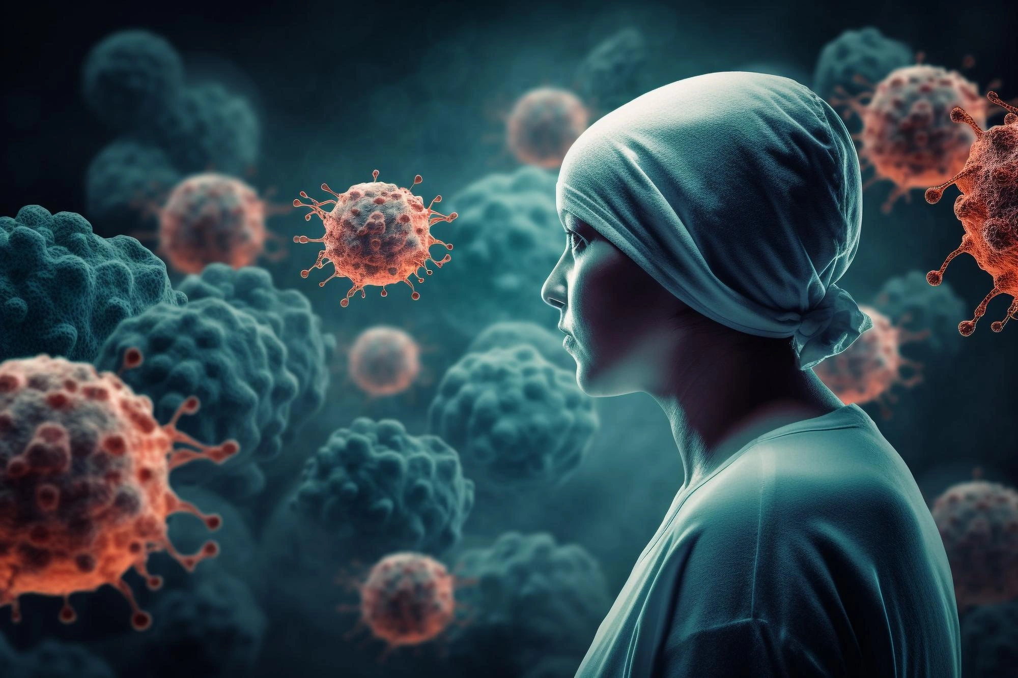 Hands holding a teal awareness ribbon next to a stethoscope, symbolizing support for prostate or ovarian cancer awareness.